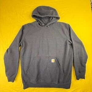 Carhartt Mens Loose Fit Pullover Hoodie Charcoal Gray Size L Heavyweight Logo